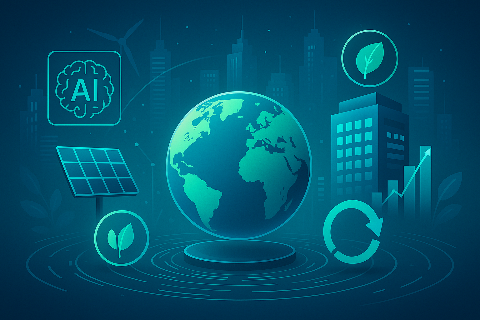 Ilustración de tendencias de sostenibilidad 2026 en empresas